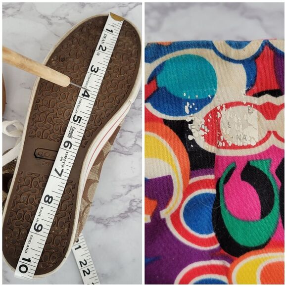 Coach Women's High Top Sneakers Brown Logo Canvas and Pink Embroidery - Picture 16 of 16